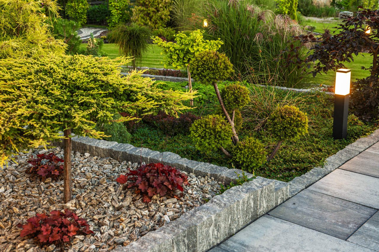 Landscaping beside a walkway